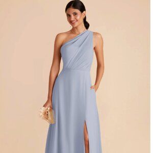 Dusty Blue Kira Birdy Grey Dress with Slit